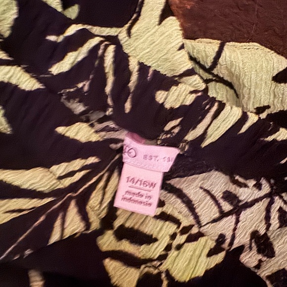 Cato Black and Green Leaf Print Wide Leg Jumpsuit - Picture 2 of 3